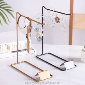 Jewelry Display Stand Organizer, 1-Tier Rose Gold Metal Rack for Necklace & Bracelet