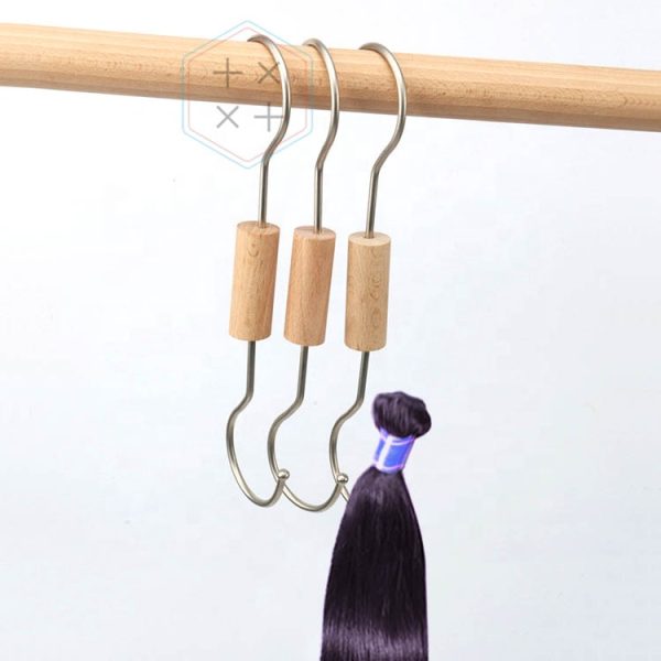 Wooden Single Hook Wig Hair Extension Hanger for Salon and Retail Shop