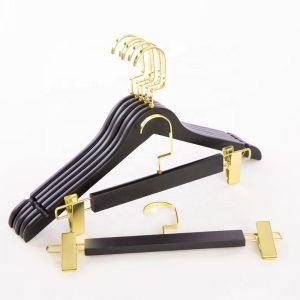 Wooden Black Clothes Hanger for Trousers and Clothing Displays