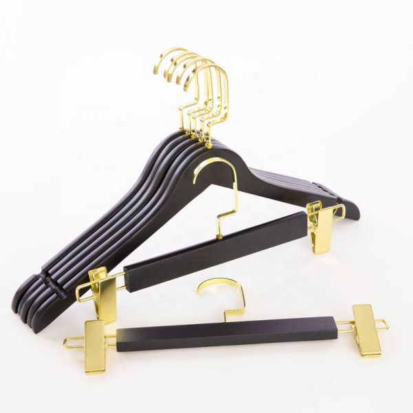 Wooden Black Clothes Hanger for Trousers and Clothing Displays
