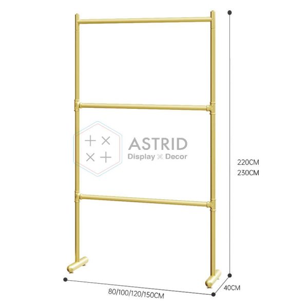 Movable 3-Tier Wig & Hair Extension Rack, Gold Rolling Rail Display Stand for Salons - Image 7